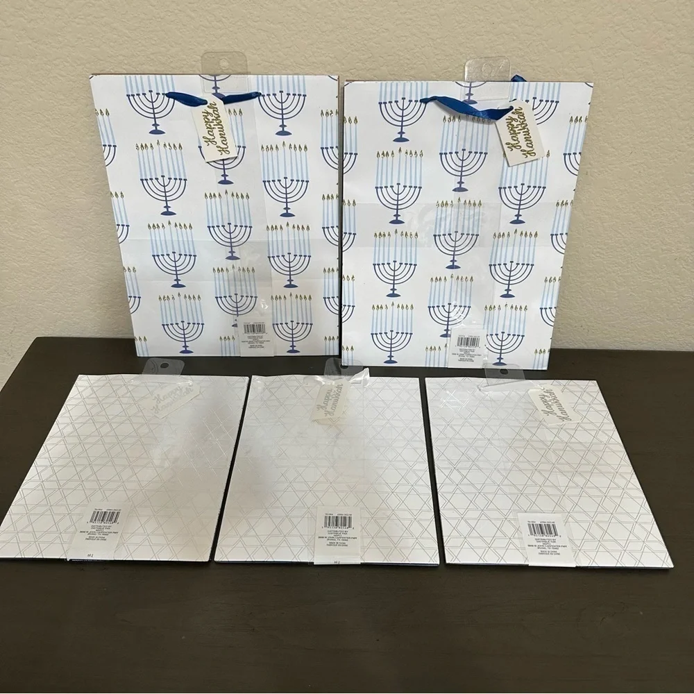 Celebrate It Hanukkah Gift Bags 5 Packs 10 Bags Jewish Holiday Menorah Dreidel